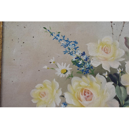 334 - A Gilt Framed Still Life Oil on Canvas, Vase of Flowers, Signed John Walsh, Subject 39x29cm