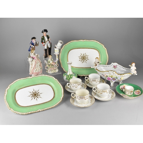 362 - A Collection of Various 19th and 20th Century Porcelain to Comprise Continental Encrusted Centrepiec... 