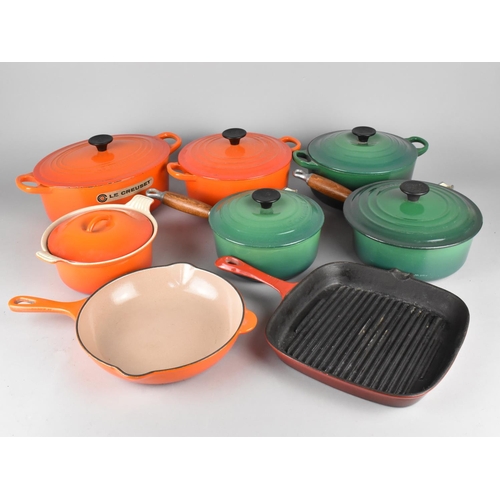 363 - A Collection of Various Le Creuset Cooking Pans, Orange and Green Enamel Examples