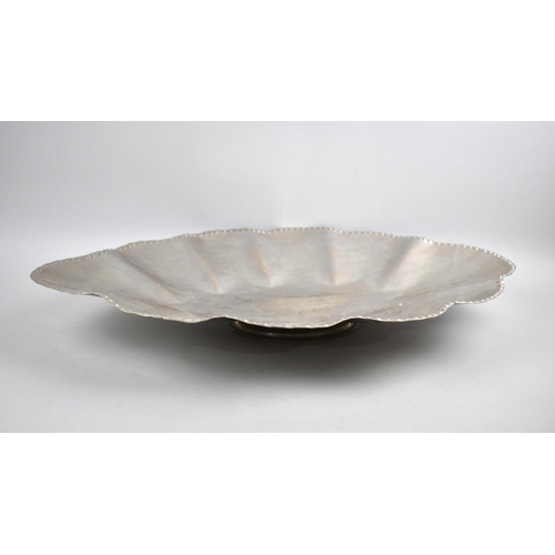 366 - A Large Silver Plated Tray of Reeded Form with Beaded Trim, 57cm Diameter