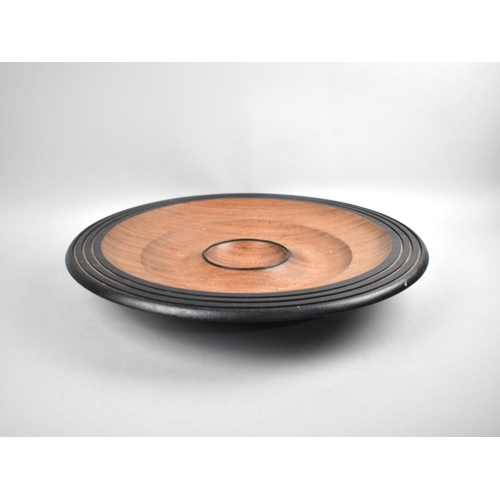 367 - A Large Turned Wooden Bowl with Grooved Sections, 45cm Diameter