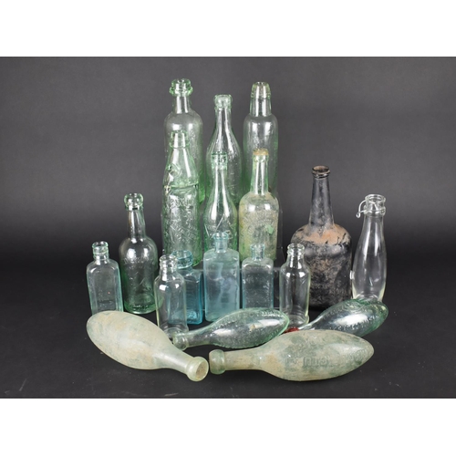 369 - A Collection of Various Vintage Glass Bottles to Include Marble Stop Examples etc