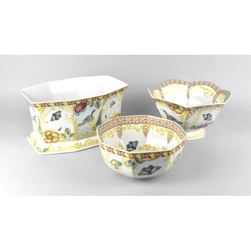 386 - Three Pieces of Spode Sumatra to Comprise Planter, 25.5x17.5x13cm high, a Footed Bowl with Scalloped... 