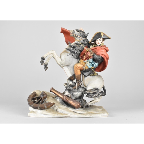 393 - An Italian Ceramic Study of Napoleon Bonaparte, Modelled on Horseback, 27cm high