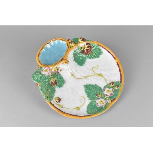 404 - A Late 19th Century Minton Majolica Shaped Dish Decorated in Relief with Strawberry Plant, Impressed... 