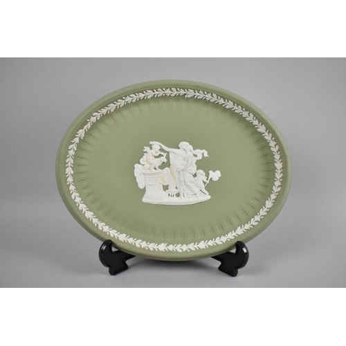 420 - Two Oval Wedgwood Green Jasperware Dishes