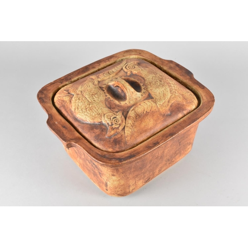 423 - A Stoneware Game Pot and Cover Decorated with Pheasants to Lid, 28x24x13.5cm