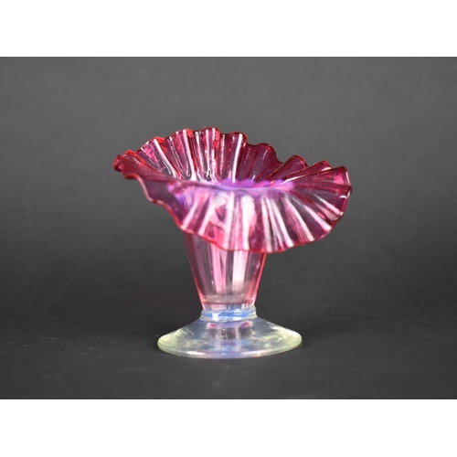 425 - A Small Late Victorian Cranberry Glass Jack in the Pulpit Vase, 8.5cms High