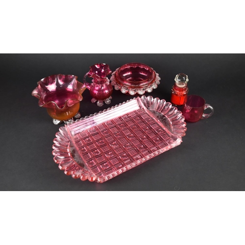 426 - A Collection of Various Cranberry Glass to comprise Jug, Bowls, Tray (AF)