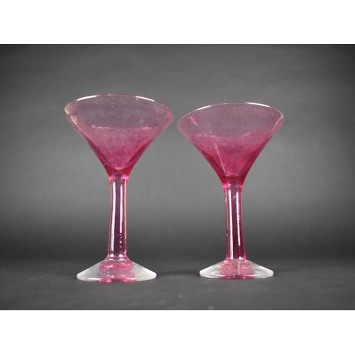 427 - Two Hand Blown Coups with Pontil Bases, 17.5cms High