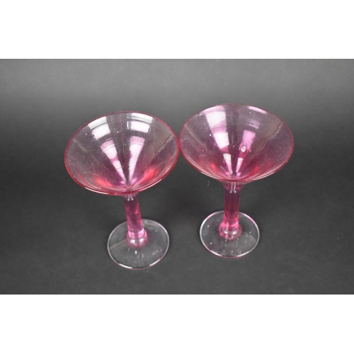 427 - Two Hand Blown Coups with Pontil Bases, 17.5cms High