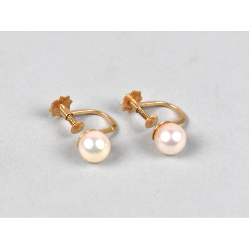 446 - A Pair of 9ct Gold and Pearl Screw Back Earrings