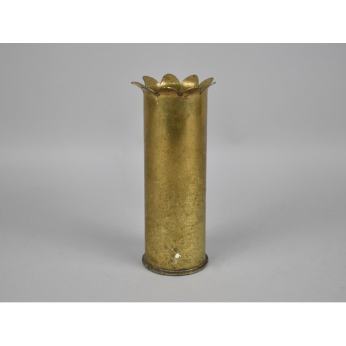 46 - A Brass Trench Art Shell Base Dated 1904, 17.5cms High