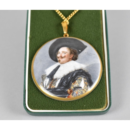 466 - A Boxed Crown Staffordshire Pendant, The Laughing Cavalier together with a Wedgwood Jasperware Brooc... 