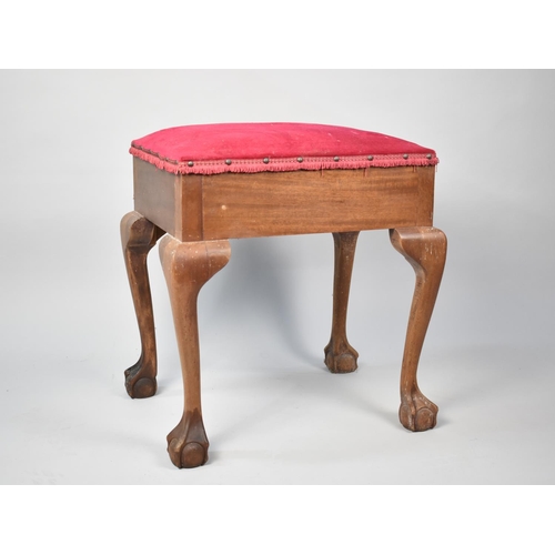 510 - A 19th Century Oak Stool on Cabriole Supports Culminating to Claw and Ball Feet, 55cms High