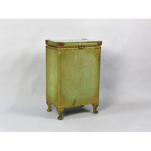 512 - A Lloyd Loom Linen Box with Glass Top, 57.5cms High