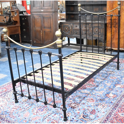 514 - A Victorian Style Black Painted Metal Single Bed Frame