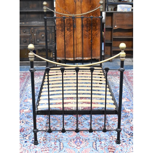 514 - A Victorian Style Black Painted Metal Single Bed Frame