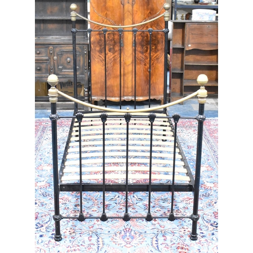 514 - A Victorian Style Black Painted Metal Single Bed Frame