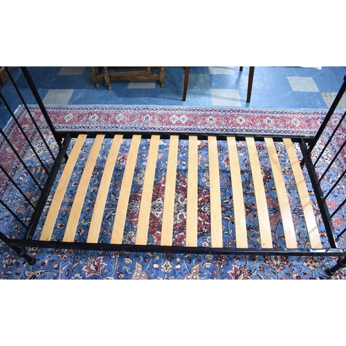 514 - A Victorian Style Black Painted Metal Single Bed Frame