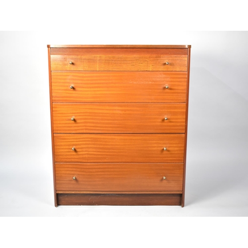 516 - A Mid 20th Century Chest of Five Long Drawers, 80x42x96.5cms High