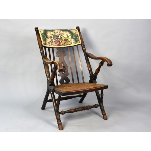 531 - A Victorian/Edwardian Cane Seated Chair with Turned Supports and Spindle Back having Central Pierced... 