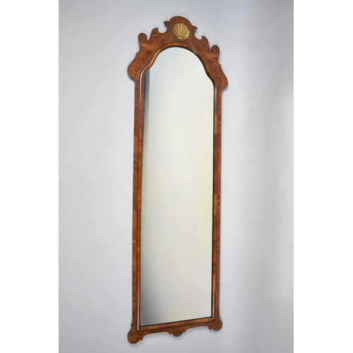 534 - A Victorian Pier Mirror with Fret Cut Top and Shell Motif, 132cms High