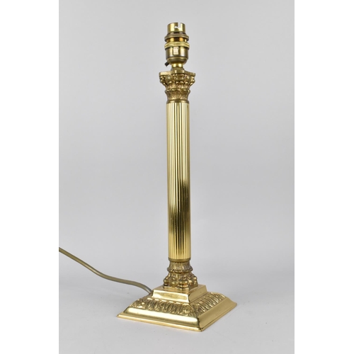 69 - A Mid/Late 20th Century Table Lamp Base in the Form of a Reeded Corinthian Column, 38cms High