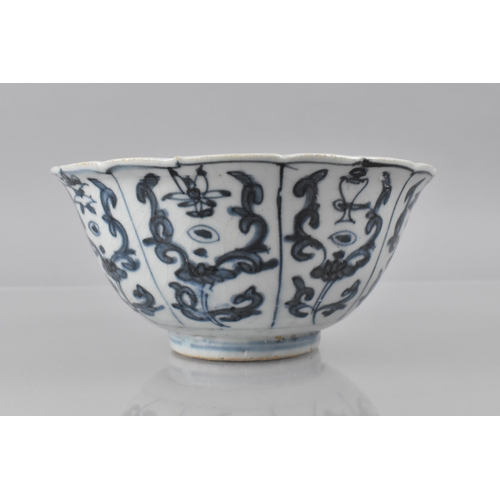 234 - A Chinese Late Ming/Qing Dynasty Blue and White Kraak Porcelain Bowl Decorated in a Floral Motif, 18... 