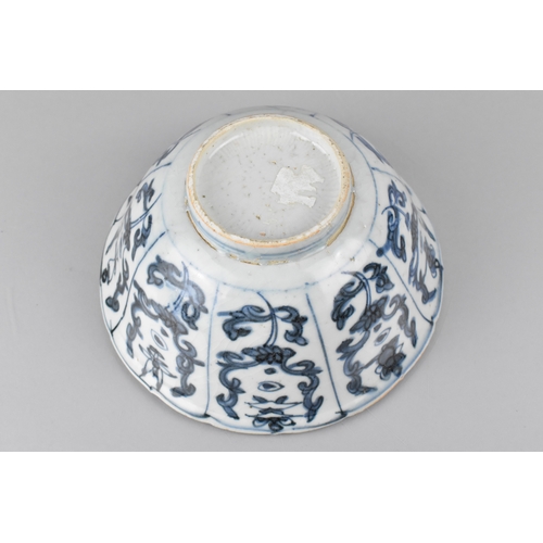 234 - A Chinese Late Ming/Qing Dynasty Blue and White Kraak Porcelain Bowl Decorated in a Floral Motif, 18... 