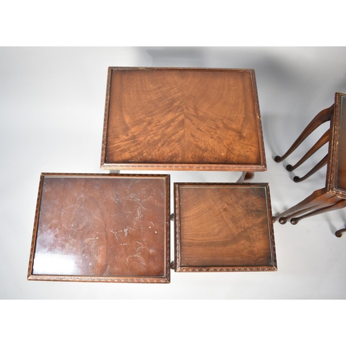 101 - A Pair of Mid 20th Century Mahogany Nests of Three Tables, Some Joints Requiring Attention, Each 48c... 