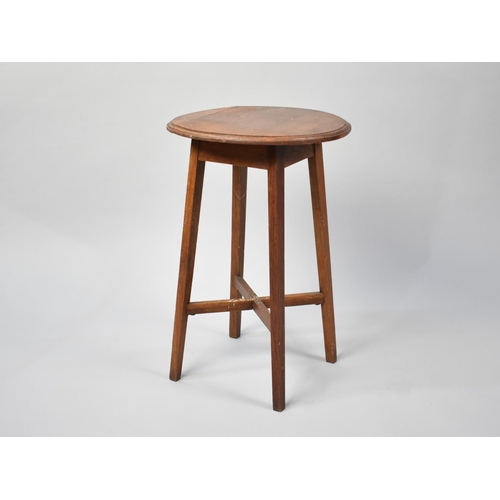 121 - A Vintage Circular Topped Oak Plant Stand, 30cms Wide