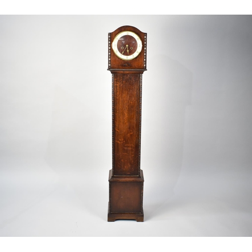 123 - A Mid 20th Century Oak Grandmother Clock with Eight Day Movement