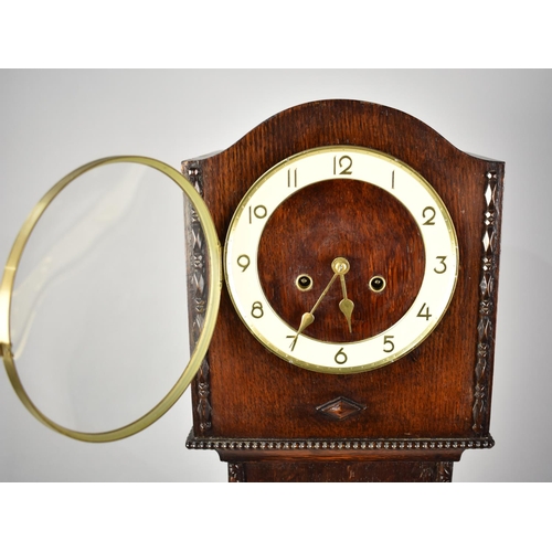 123 - A Mid 20th Century Oak Grandmother Clock with Eight Day Movement