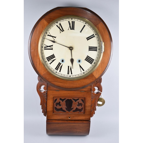 130 - An Edwardian American Drop Dial Mahogany Wall Clock with Eight Day Movement