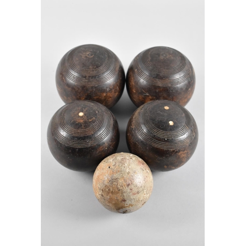 143 - Two Pairs of Vintage Wooden Lawn Bowls and a Jack