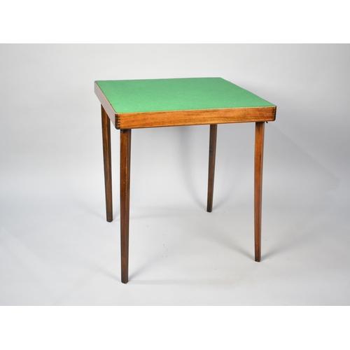 146 - A Mid 20th Century Beize Topped Square Whist Table with Folding Legs, 61cms Square