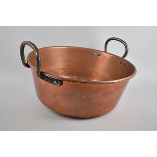 148 - A Large Copper Two Handled Cooking Pan, 39cms Diameter