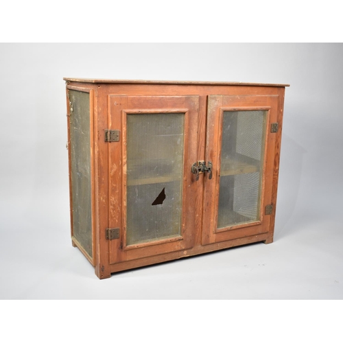 152 - A Vintage Stained Pine Meat Safe, 84cms Wide