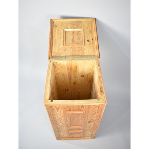 159 - A Late 20th Century Pine Tall Storage Box with Hinged Lid, 41cms Square and 79.5cms High