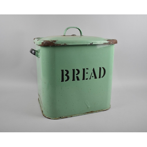 160 - A Vintage Green Enamel Bread Bin