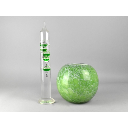 174 - WITHDRAWN: A Globular Glass Bowl together with a Modern Galileo Thermometer