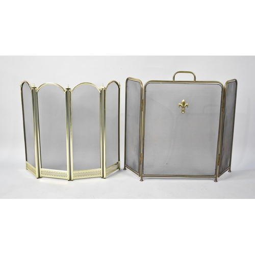 199 - Two Mid 20th Century Brass Framed Fire Guards