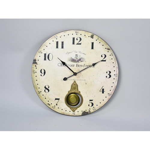 222 - A Reproduction Circular French Wall Hanging Vineyard Clock, 46cms Diameter