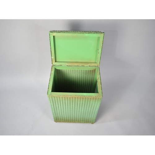 225 - A Vintage Lloyd Loom Linen Box with Hinged Glazed Lid, 39cms Wide