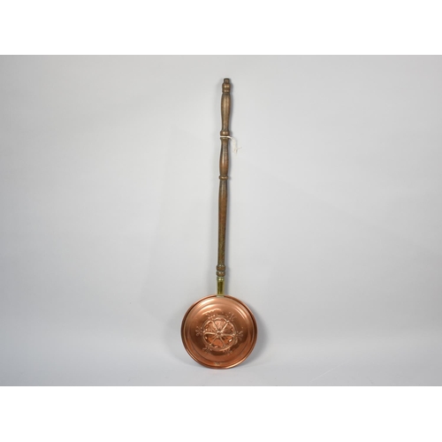 232 - A Reproduction Wooden Handled Copper Bed Pan