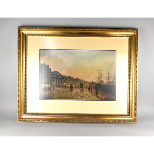 246 - A Gilt Framed Print, The Old Custom House Liverpool Looking South by Atkinson Grimshaw, Details Vers... 