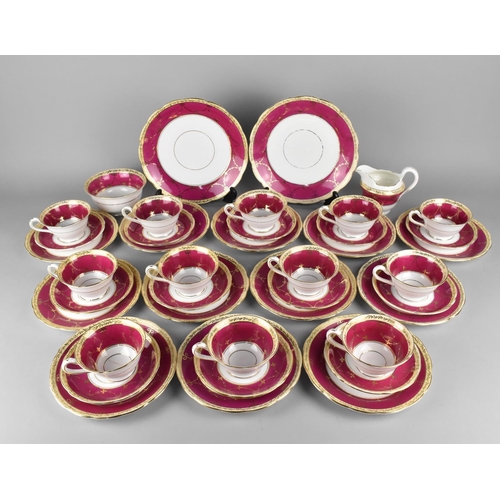 259 - A Grosvenor China 'Ye Olde English' Pink and Cream Trim Tea Set Enriched with Gilt Highlights and Sw... 