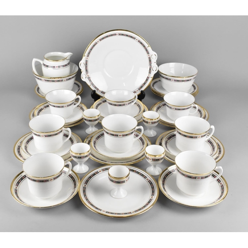 260 - A Tuscan China Black Inset Rose Decorated Trim Decorated Tea Set to Comprise Eight Cups, Eight Sauce... 