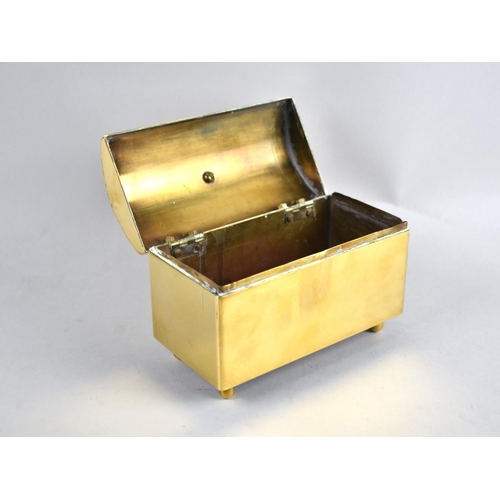 60 - An Early/Mid 20th Century Brass Dome Topped Casket, 15.5cms Wide